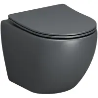 Унитаз подвесной Grossman GR-4455GMSQ безободковый, торнадо, с сиденьем микролифт, серый матовый