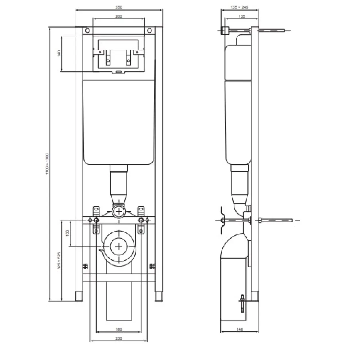 Инсталляция для унитаза Vidima W3714AA с кнопкой смыва, хром