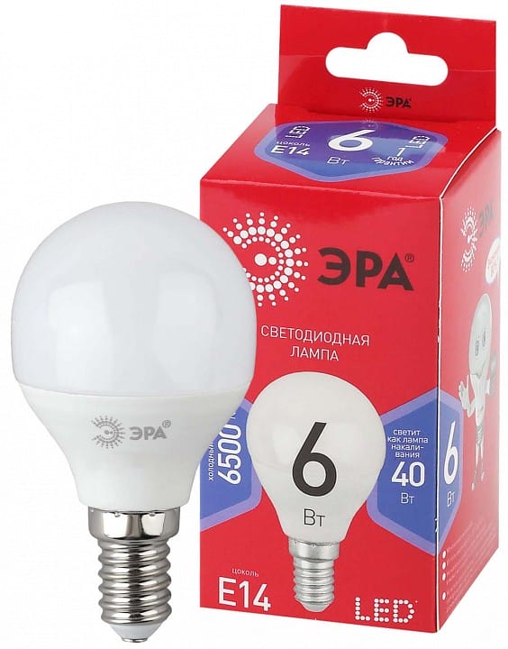 Лампа светодиодная Эра  E14 6Вт 6500K LED P45-6W-865-E14 R