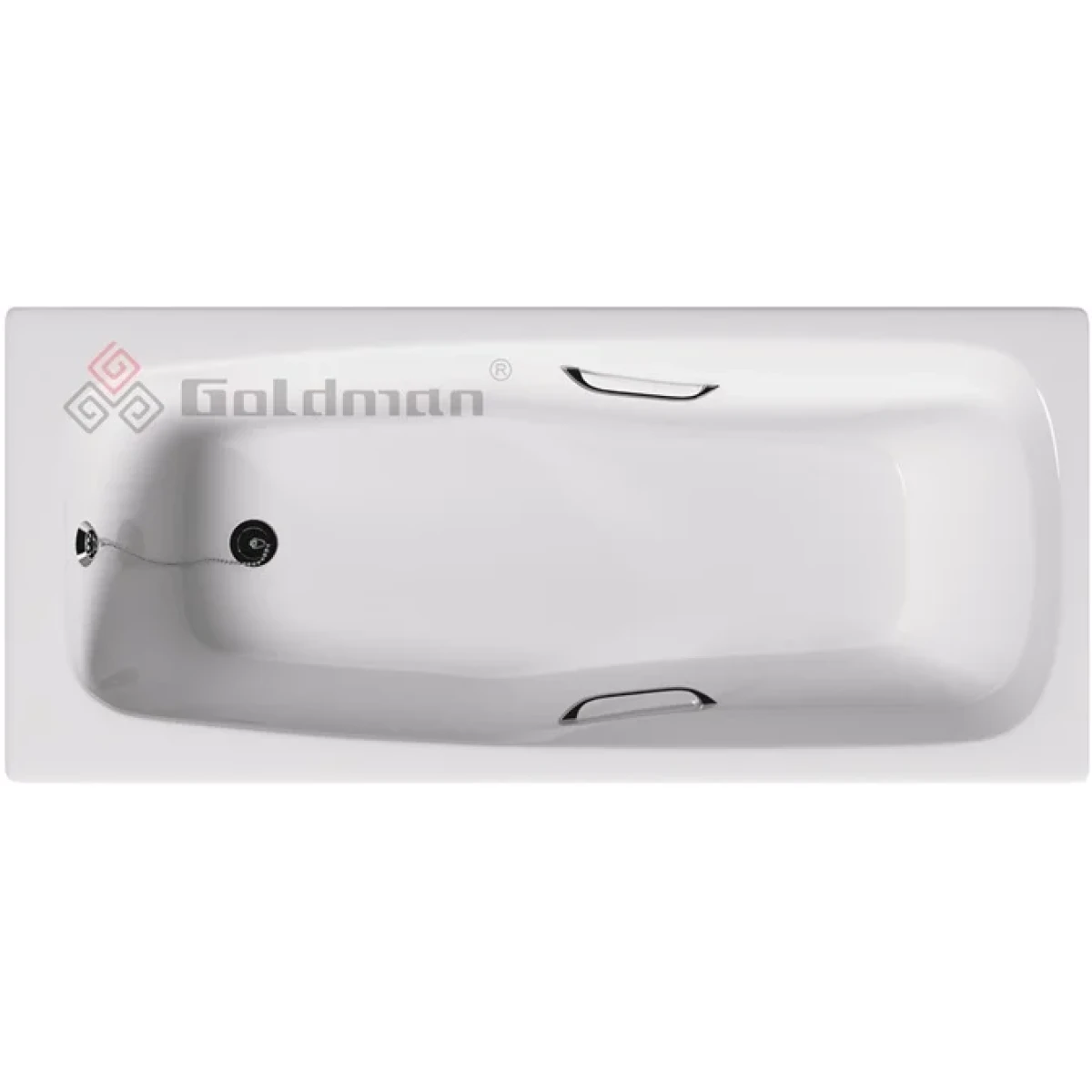 Ванна чугунная Goldman Saga SG18080H 180x80 см, с отверстиями под ручки, белый