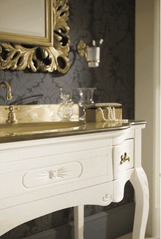 Тумба с раковиной Bagno Piu Versailles 130 слоновая кость с декором/золото