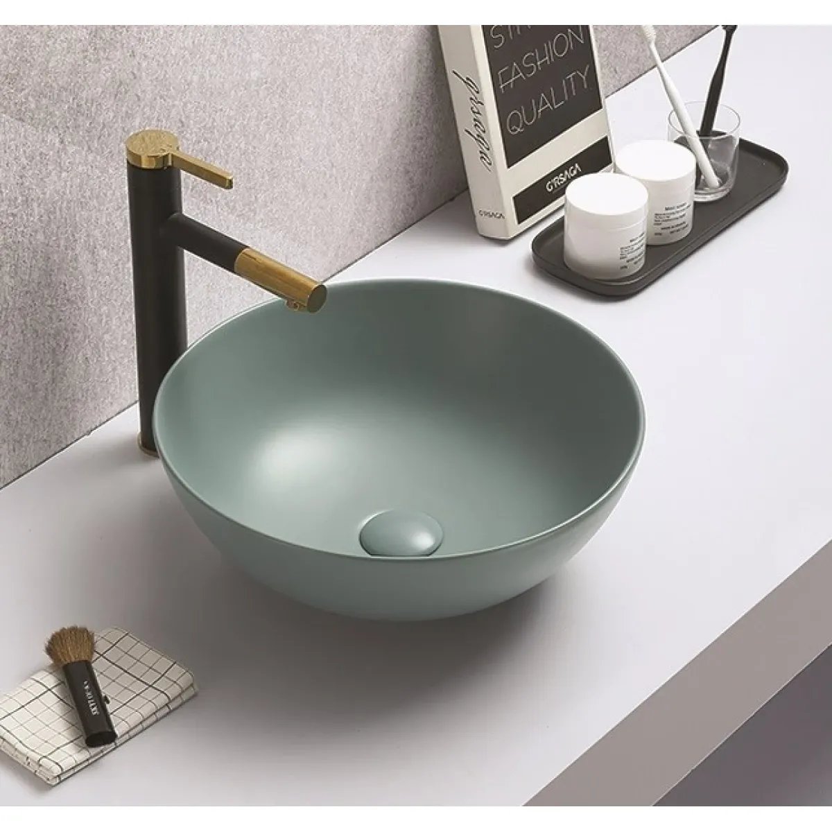 Раковина-чаша CeramaLux 104MLG-6 41,5x41,5 см, накладная, бирюзовый матовый