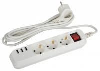 Удлинитель с выключателем Эра  U-3es-3m-USB