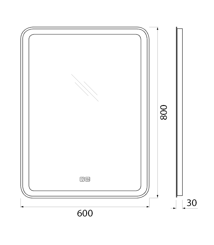Зеркало BelBagno SPC-MAR-600-800-LED-TCH-WARM