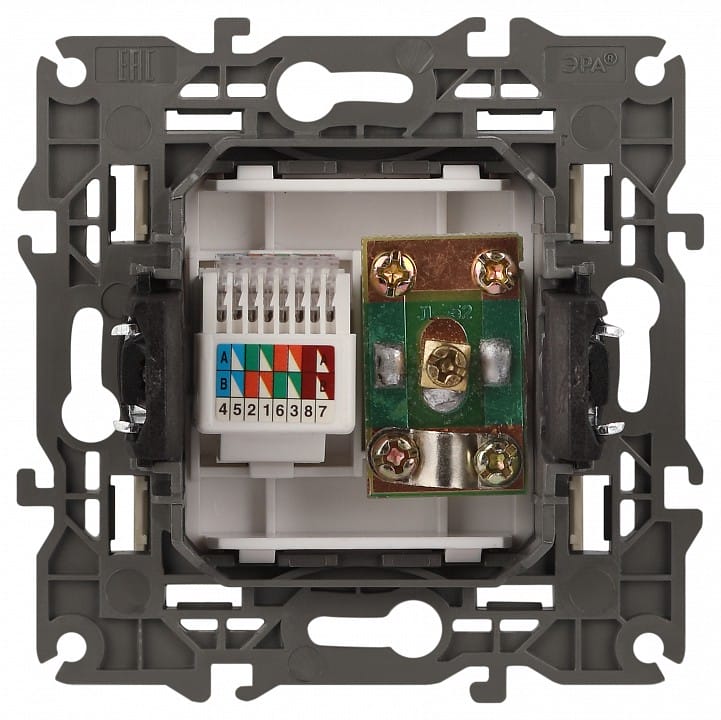 ТВ-розетка и розетка Ethernet RJ-45 без рамки Эра Эра Elegance 14-3110-02