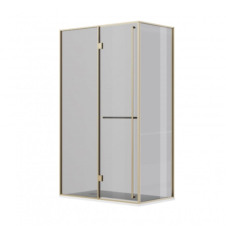Дверь Roca Apex левая с боковой панелью 120x80 ZRU9307876 матовое золото стекло тонированное