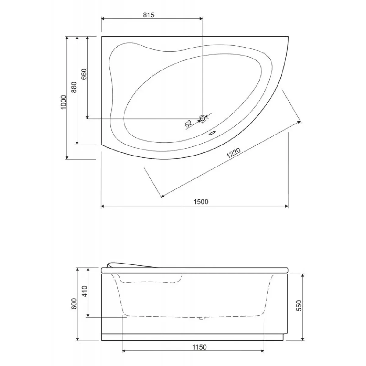 Панель фронтальная 150 R Cezares Tebe TEBE-150-SCR-R