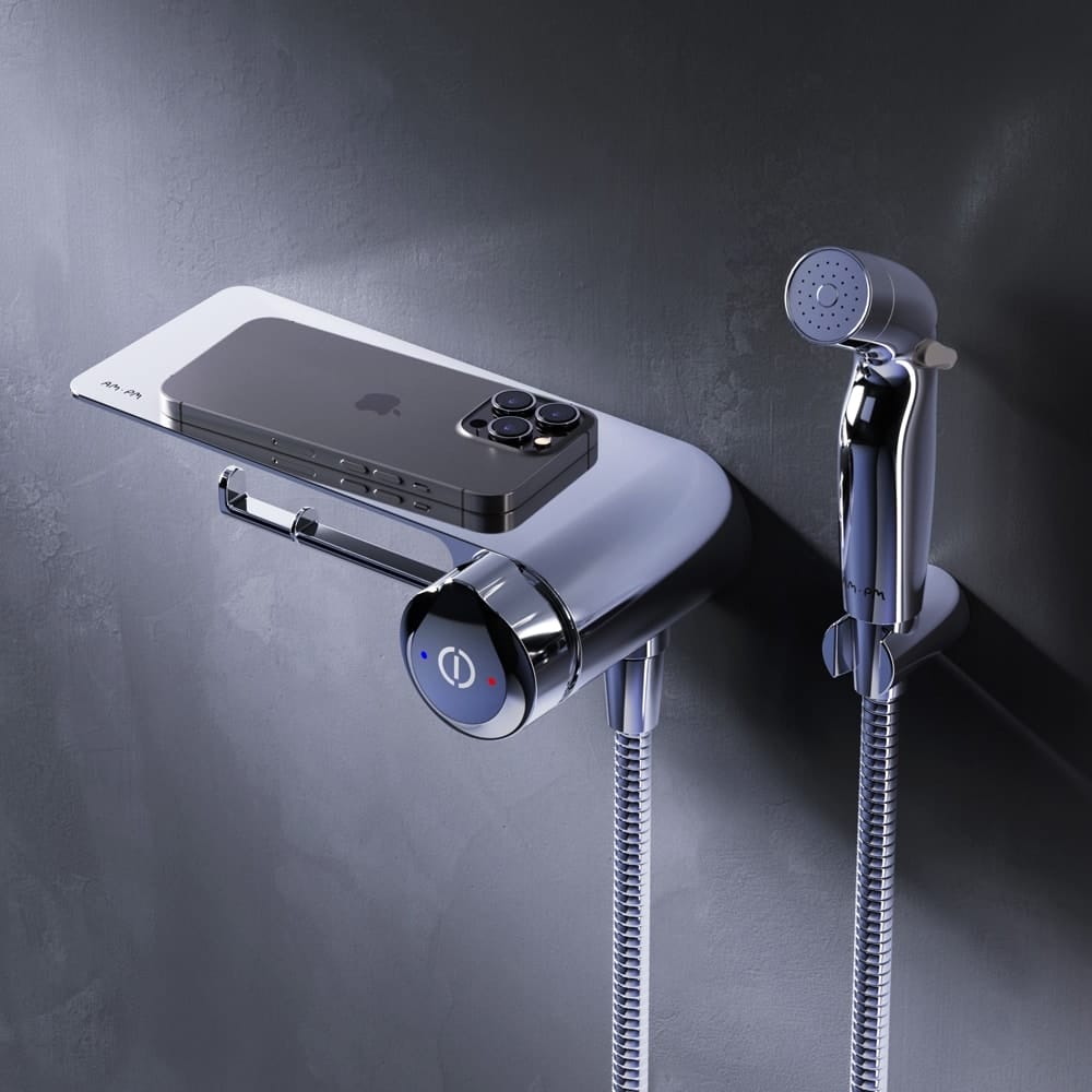 Гигиенический душ AM.PM X-Joy TouchReel F0H85A800 со смесителем и полкой