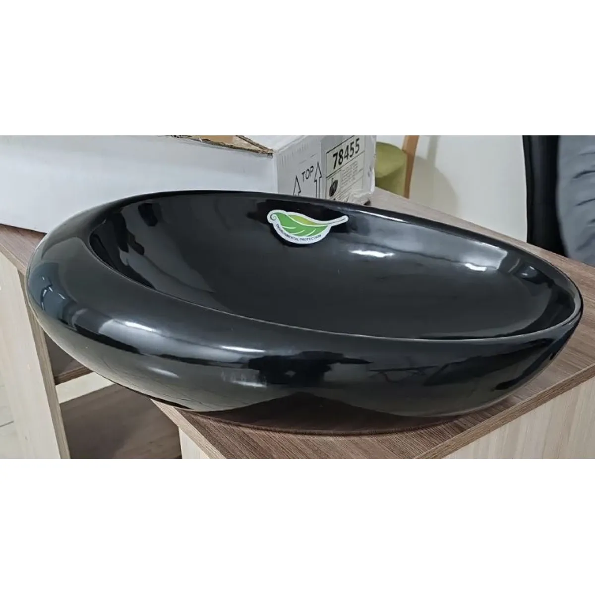 Раковина-чаша CeramaLux 78455 50x33,5 см, накладная, черный глянец