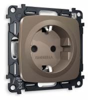 Розетка с заземлением и со шторкой, без рамки Ambrella Volt OMEGA MO637010