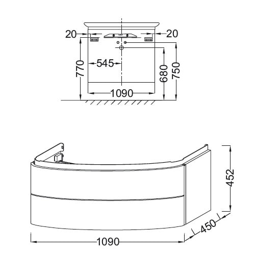 Тумба под раковину Jacob Delafon Presqu'Ile 109 EB1105-G1C Белый Блестящий Лак