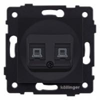 Розетка двойная Ethernet RJ-45 и со шторками, без рамки Kollinger  REA-019BM