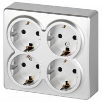 Розетка четверная с заземлением и со шторками Эра Эра Эксперт 11-2211-03