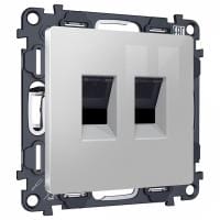 Розетка двойная Ethernet RJ-45 и со шторками, без рамки Ambrella Volt ALFA MA412110