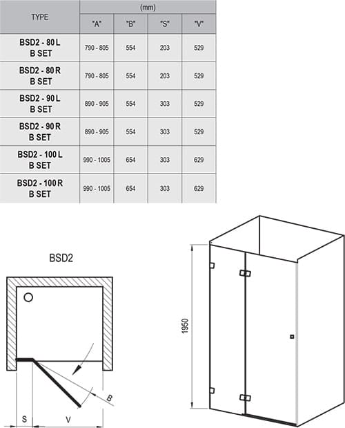 Душевая дверь Ravak Brilliant BSD2-80 B-R 0UP4BA00Z1 хром+Transparent(800-815)