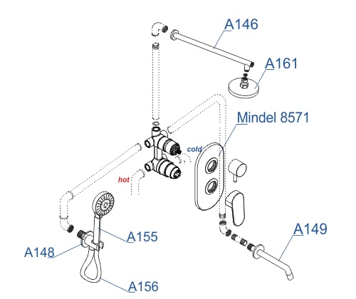 Душевой комплект WasserKRAFT Mindel 8500 A85161 белый матовый