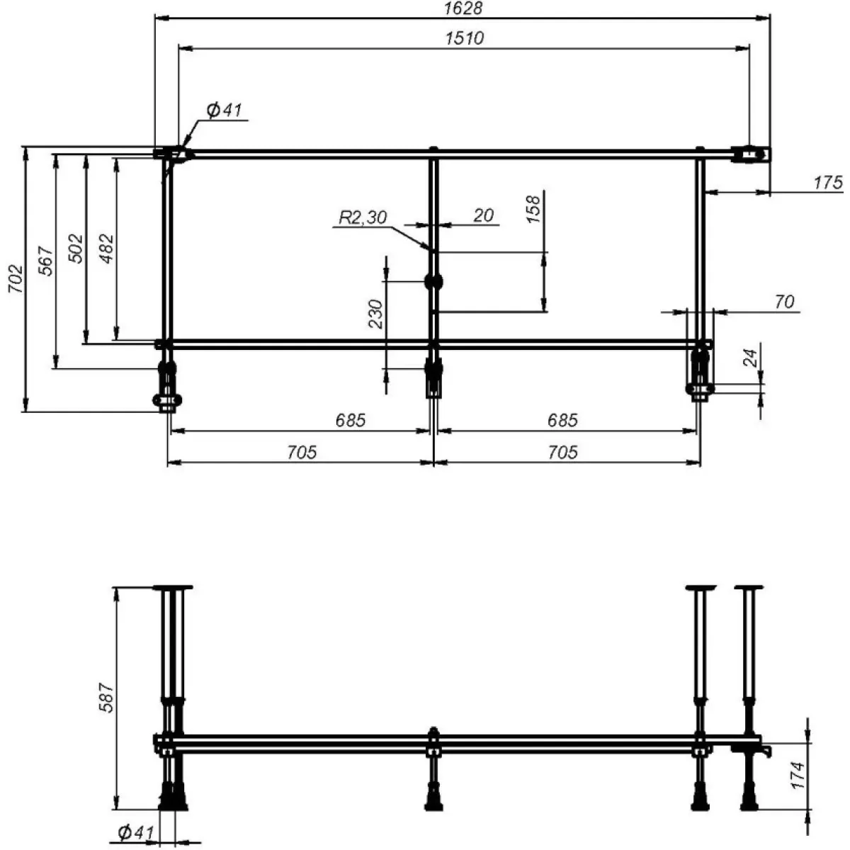 Каркас для ванны AM.PM X-Joy W94A-170U70W-R 170x70
