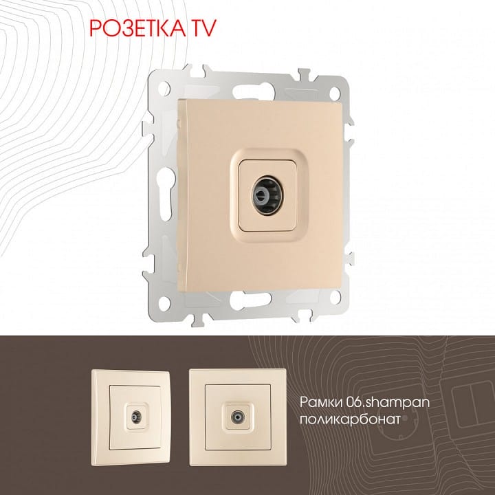 ТВ-розетка без рамки Arte Milano am-206 206.43-1.shampan
