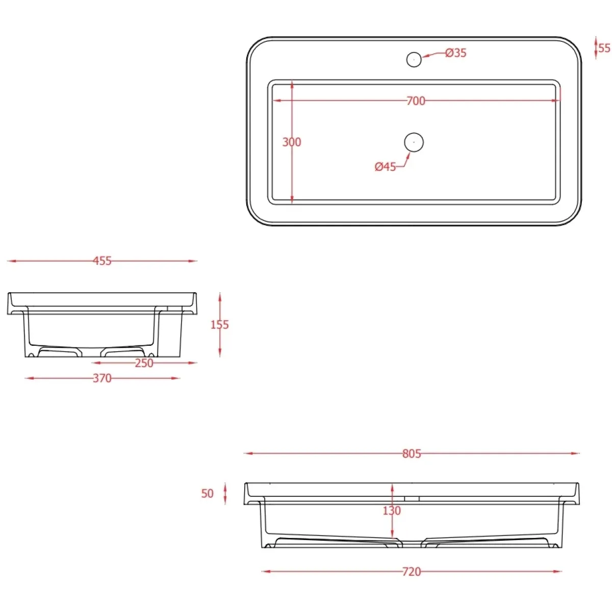 Раковина 80,5x45,5 см Artceram Fuori Scala TFL035 13 00 *1