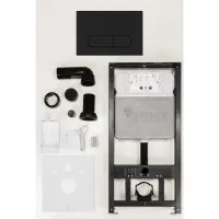 Инсталляция для унитаза Рехау Nova Ellipse 001 19101101001 с кнопкой смыва, черный матовый