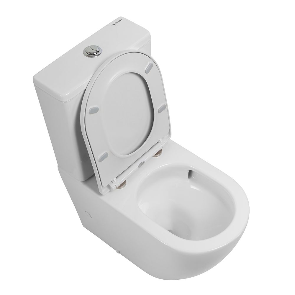 Унитаз-компакт безободковый со смывом TORNADO BelBagno SFERA-TOR BB2141CP-TOR с сиденьем BB2031SC
