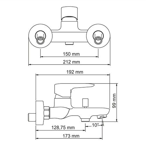 Фильс (Vils)  5601 Смеситель для ванны с коротким изливом
