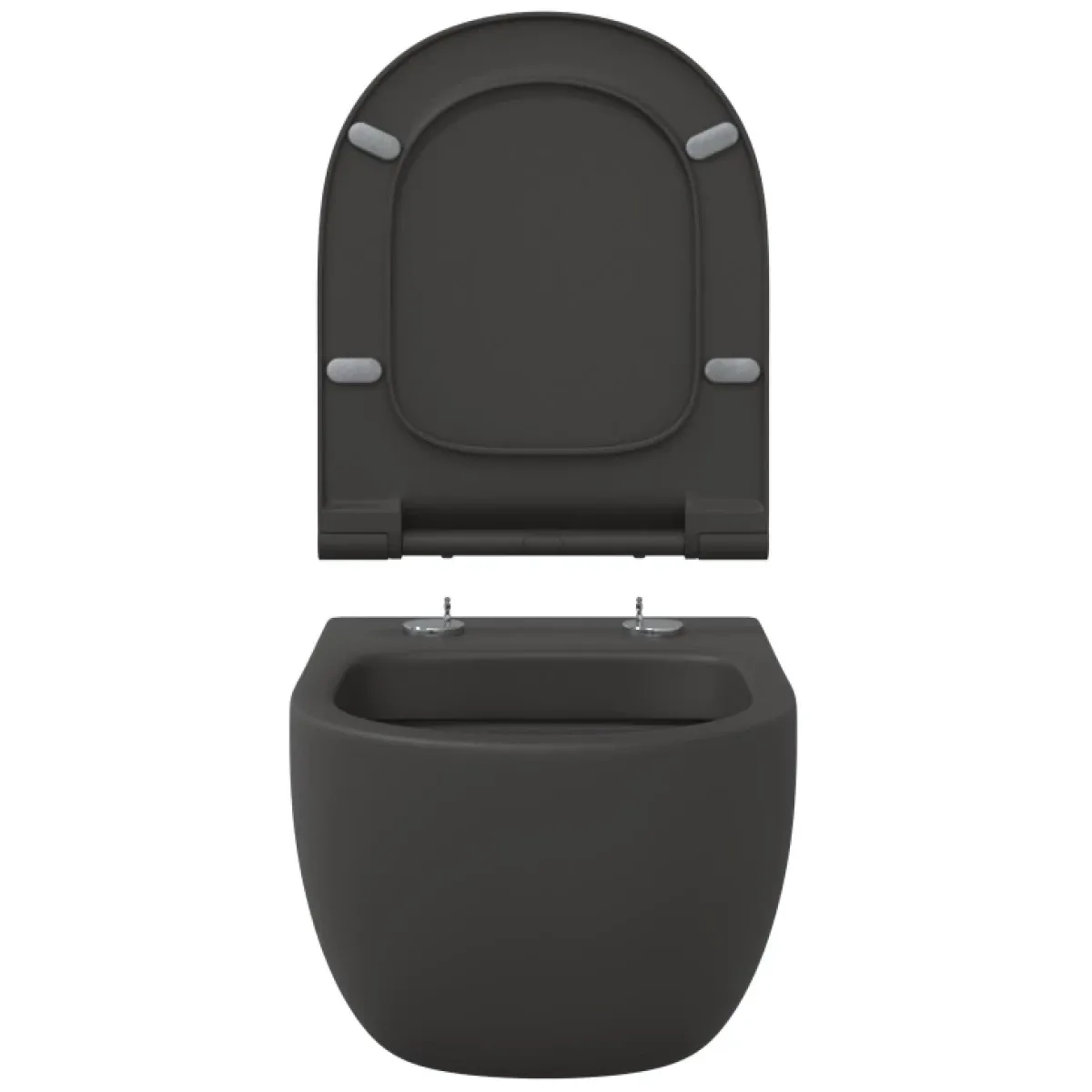 Унитаз подвесной Berges Ego XL 083218 безободковый, с сиденьем микролифт, антрацит матовый