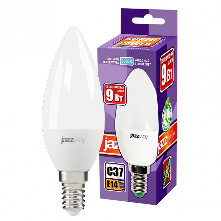 Лампа светодиодная Jazzway  E14 9Вт 5000K PLED-SP C37 9w E14 5000K