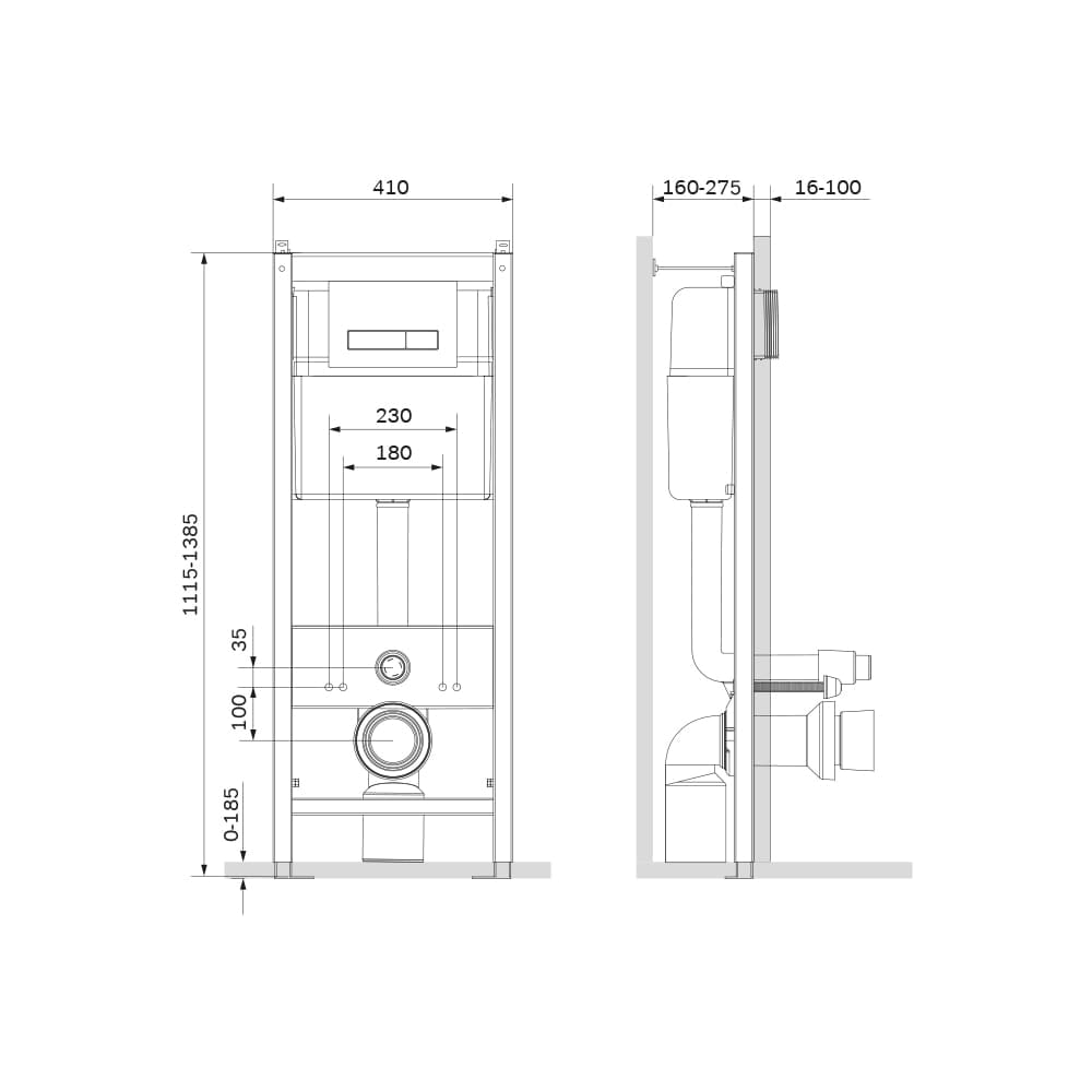 Инсталляция для подвесного унитаза с клавишей AM.PM Start I012703.0251 глянц хром