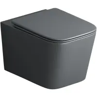 Унитаз подвесной Grossman GR-4404GMSQ безободковый, торнадо, с сиденьем микролифт, серый матовый