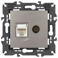 ТВ-розетка и розетка Ethernet RJ-45 без рамки Эра Эра Elegance 14-3110-16