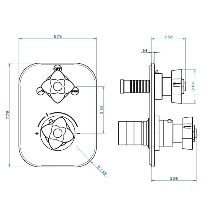 Смеситель для душа THG Ptale de cristal clair U6A.F01.5500BE золото