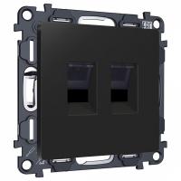 Розетка двойная Ethernet RJ-45 и со шторками, без рамки Ambrella Volt ALFA MA812110