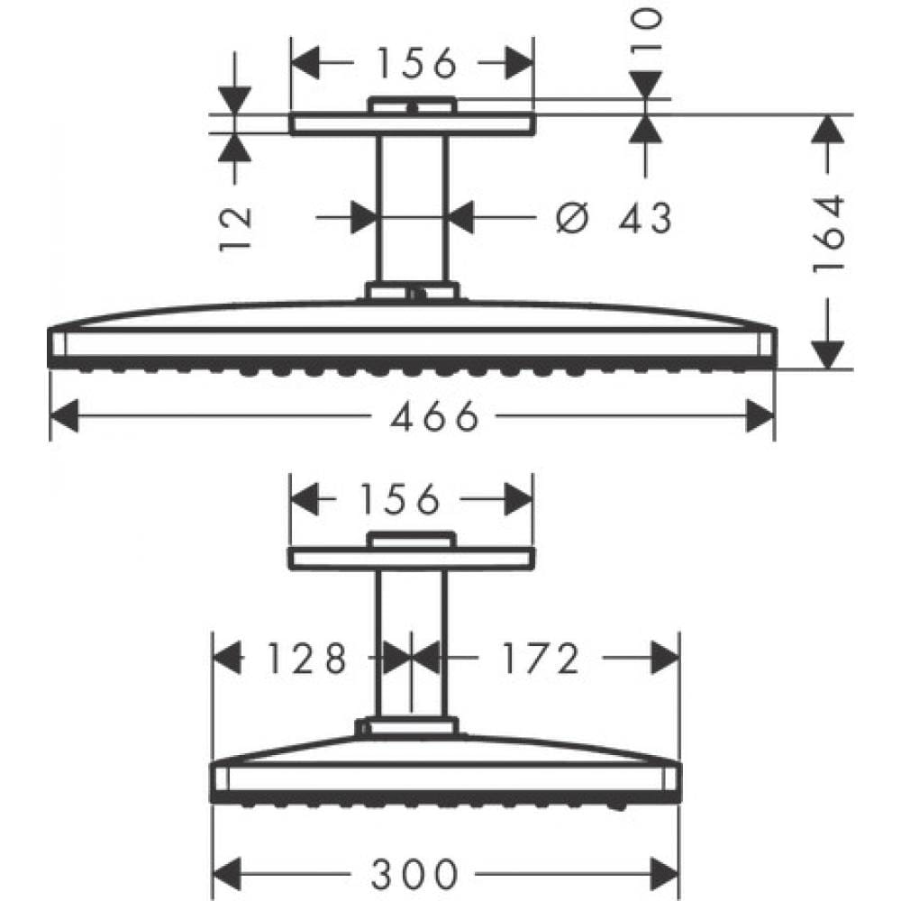 Верхний душ встраиваемый hansgrohe Rainmaker Select 460 2jet 24004600 черный/хром