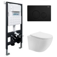 Комплект унитаза с инсталляцией Abber Bequem AC1100T-AC0105-AC0121MB с черной матовой клавишей