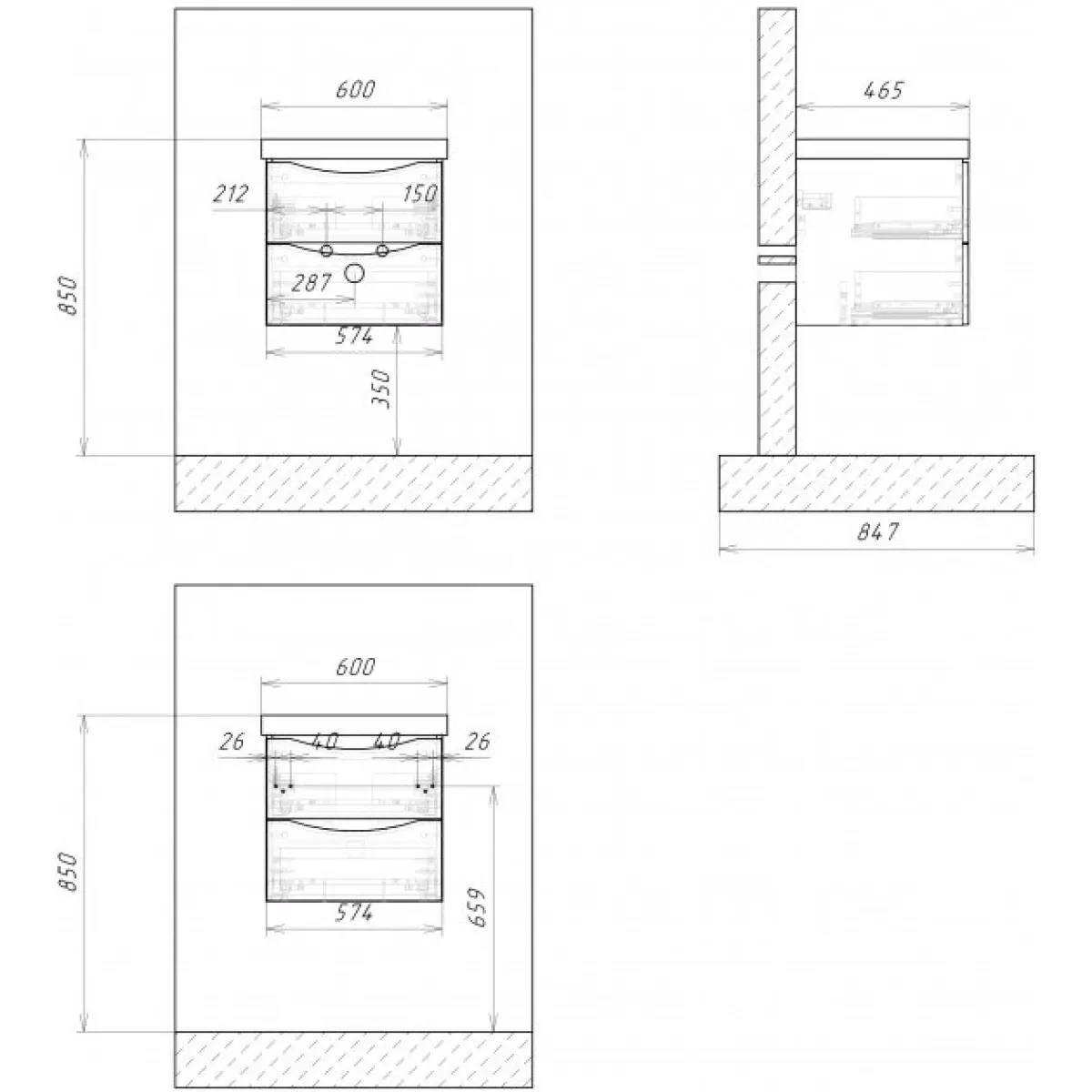 Раковина 60x46,5 см BelBagno Fly BB600-LV-CER-N