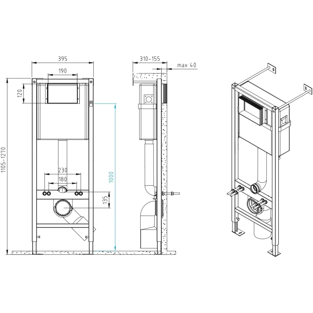 Инсталляция для унитаза Cersanit Vector A64184 с кнопкой смыва, белый