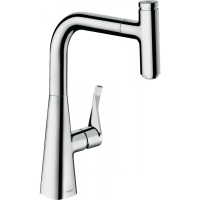 Смеситель для кухни hansgrohe Metris Select M71 240 1jet sBox 73802000 с вытяжным изливом хром