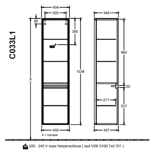 Шкаф-пенал Villeroy&Boch COLLARO C033L1DH glossy white