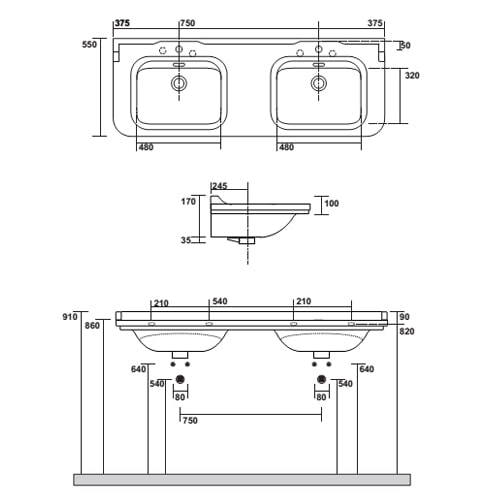 Раковина KERASAN Waldorf 150 4143K1bi/cr*1