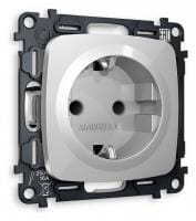 Розетка с заземлением и со шторкой, без рамки Ambrella Volt OMEGA MO407010