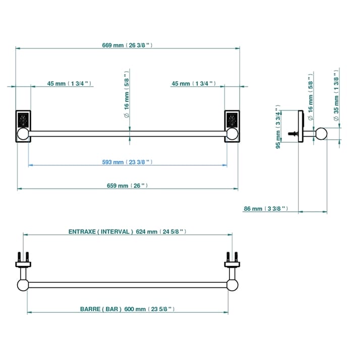 Полотенцедержатель THG Mtropolis cristal clair manettes A2B.A02.514/60