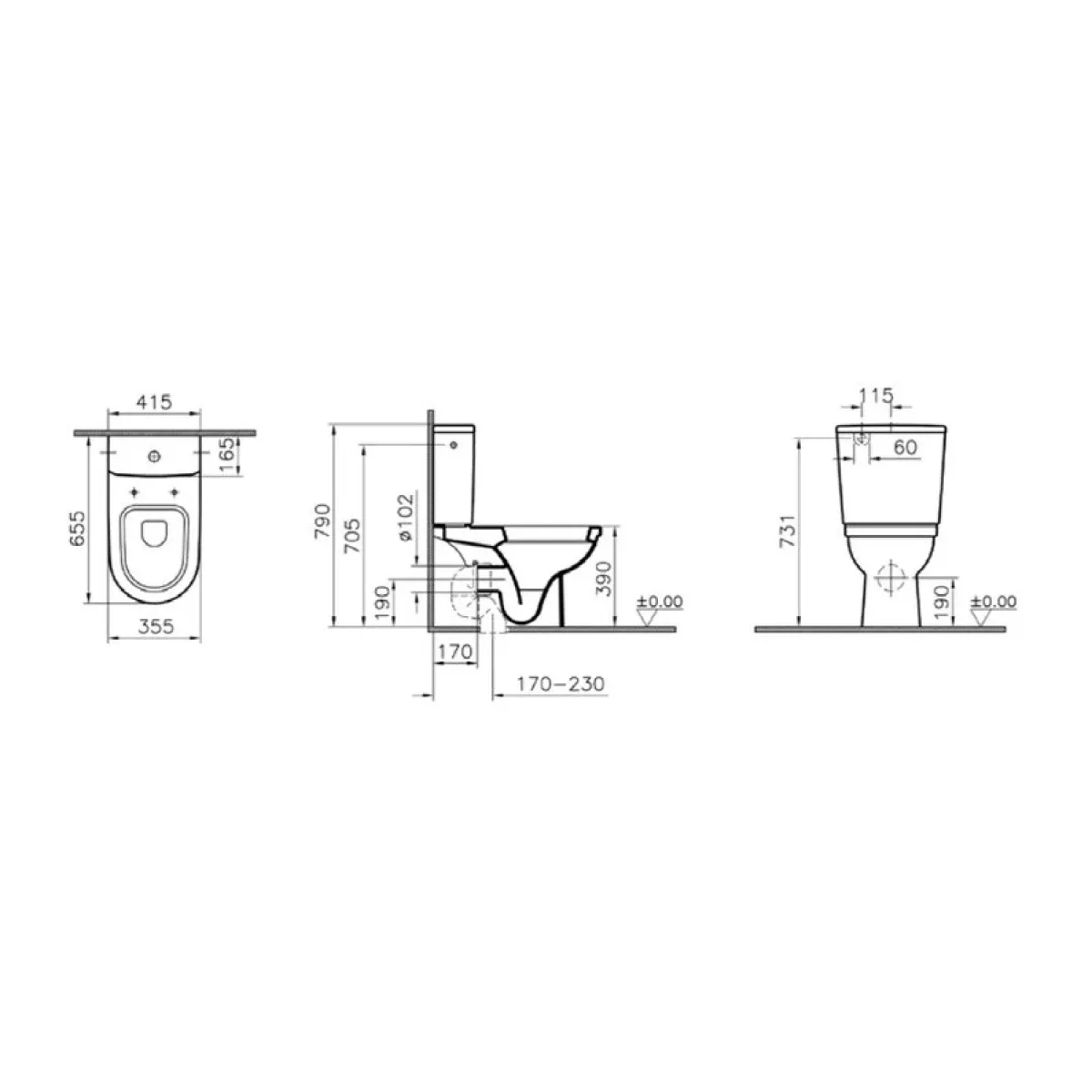 Унитаз-компакт Vitra Form 300 9729B003-1162 с сиденьем, белый
