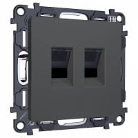 Розетка двойная Ethernet RJ-45 и со шторками, без рамки Ambrella Volt ALFA MA912110