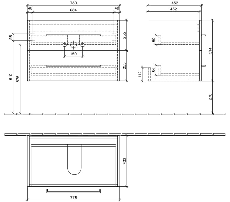 Тумба под раковину Villeroy&Boch Avento A89100B4 белая
