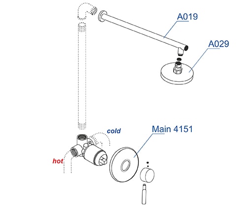 Комплект для душа WasserKRAFT A12429 с верхней душевой насадкой