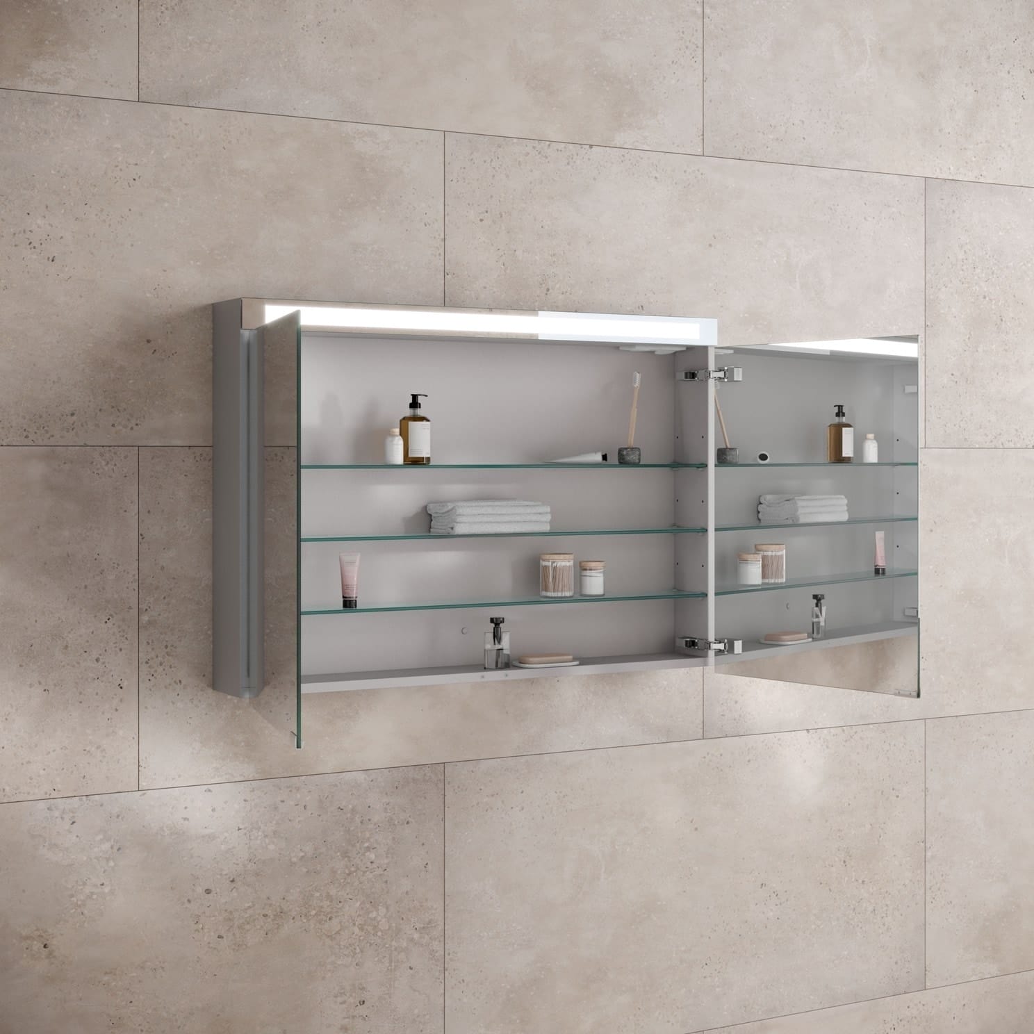 Шкаф зеркальный Keuco Royal E-One 100 44303171301 с подсветкой анодированное серебро