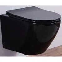 Унитаз подвесной CeramaLux 2197B-18 безободковый, с сиденьем микролифт, черный глянец