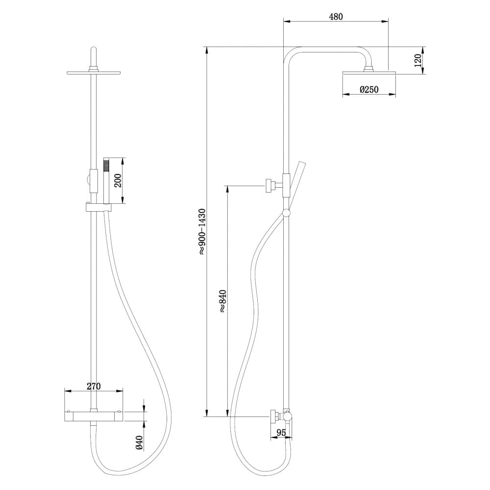 Душевая стойка Abber Wasser Kreis AF8160BL с термостатом черная матовая