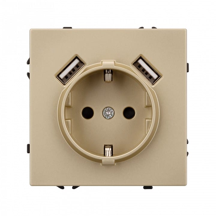 Розетка с заземлением и со шторкой и 2хUSB type A, без рамки Arlight NOBE 054290(1)